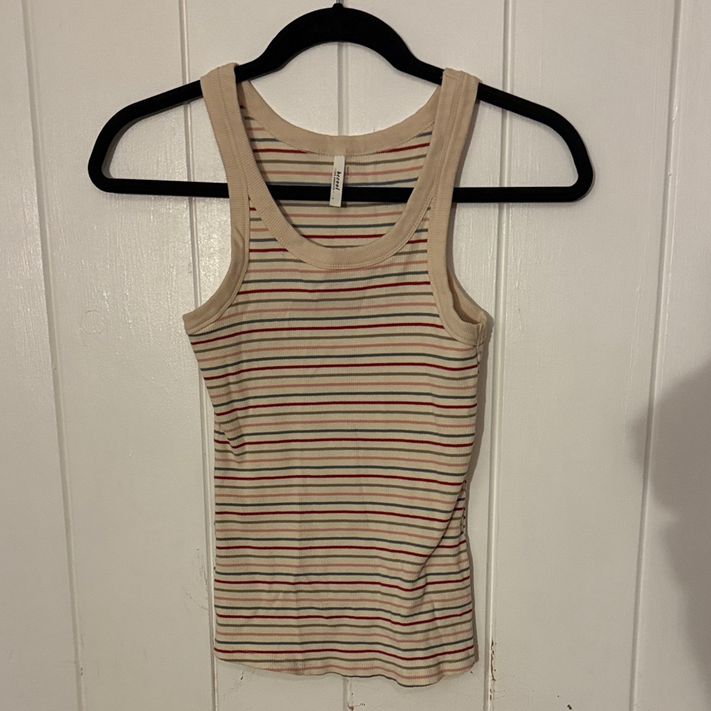 New! 
BE COOL Cream Tank Top with Multicolor Stripes